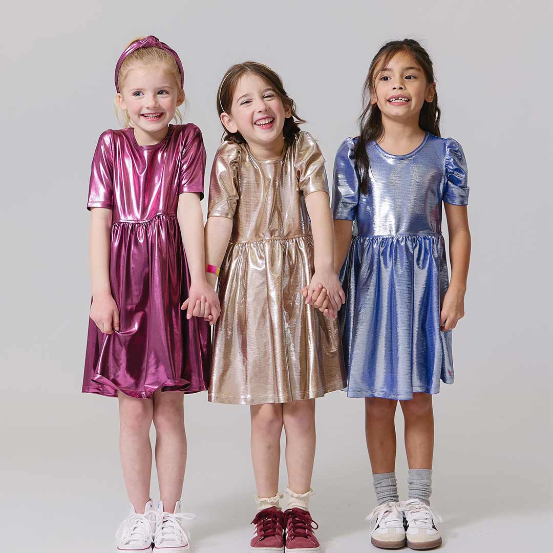 Lame Laurie Dress in Champagne - Doodlebug's Children's Boutique