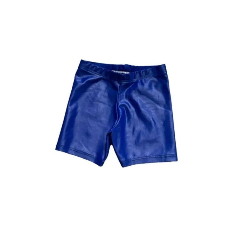 Wet Look Bike Shorts in Royal Blue  - Doodlebug's Children's Boutique