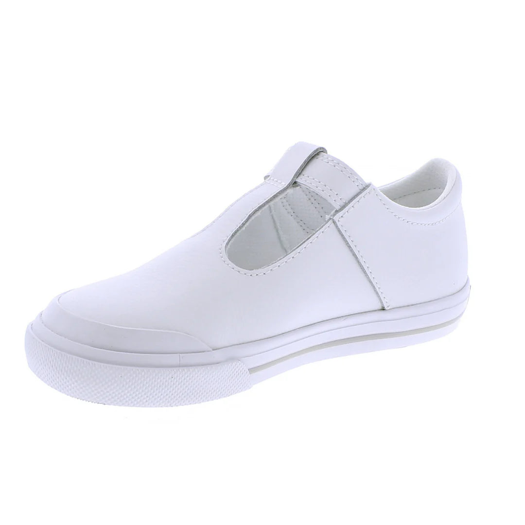 Drew Shoe in White Leather with Gray Trim - Doodlebug's Children's Boutique