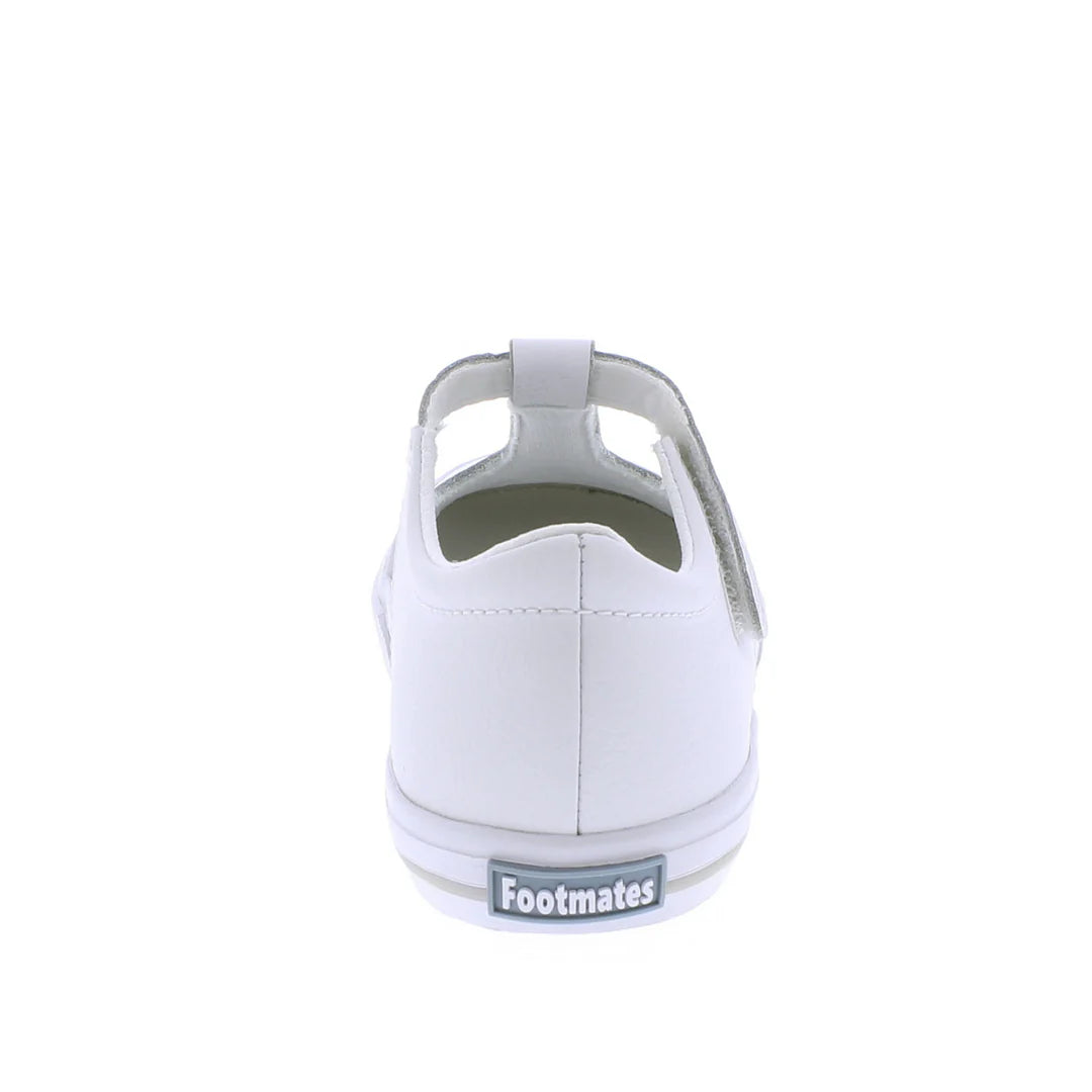 Drew Shoe in White Leather with Gray Trim - Doodlebug's Children's Boutique