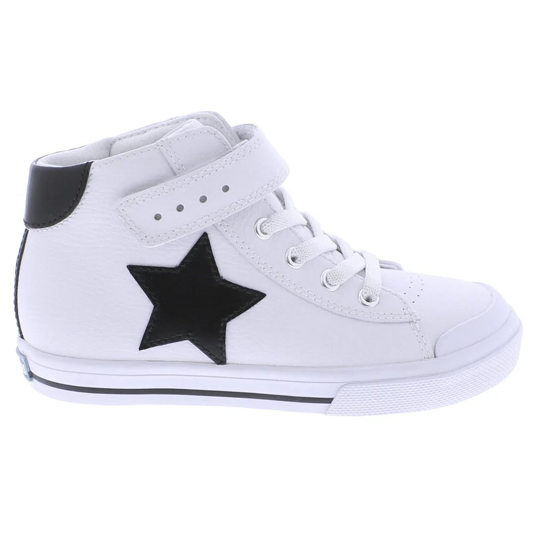 Riley Shoe in White with Black Leather - Doodlebug's Children's Boutique
