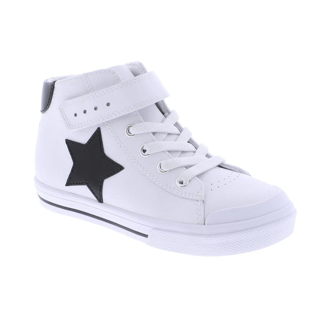 Riley Shoe in White with Black Leather - Doodlebug's Children's Boutique