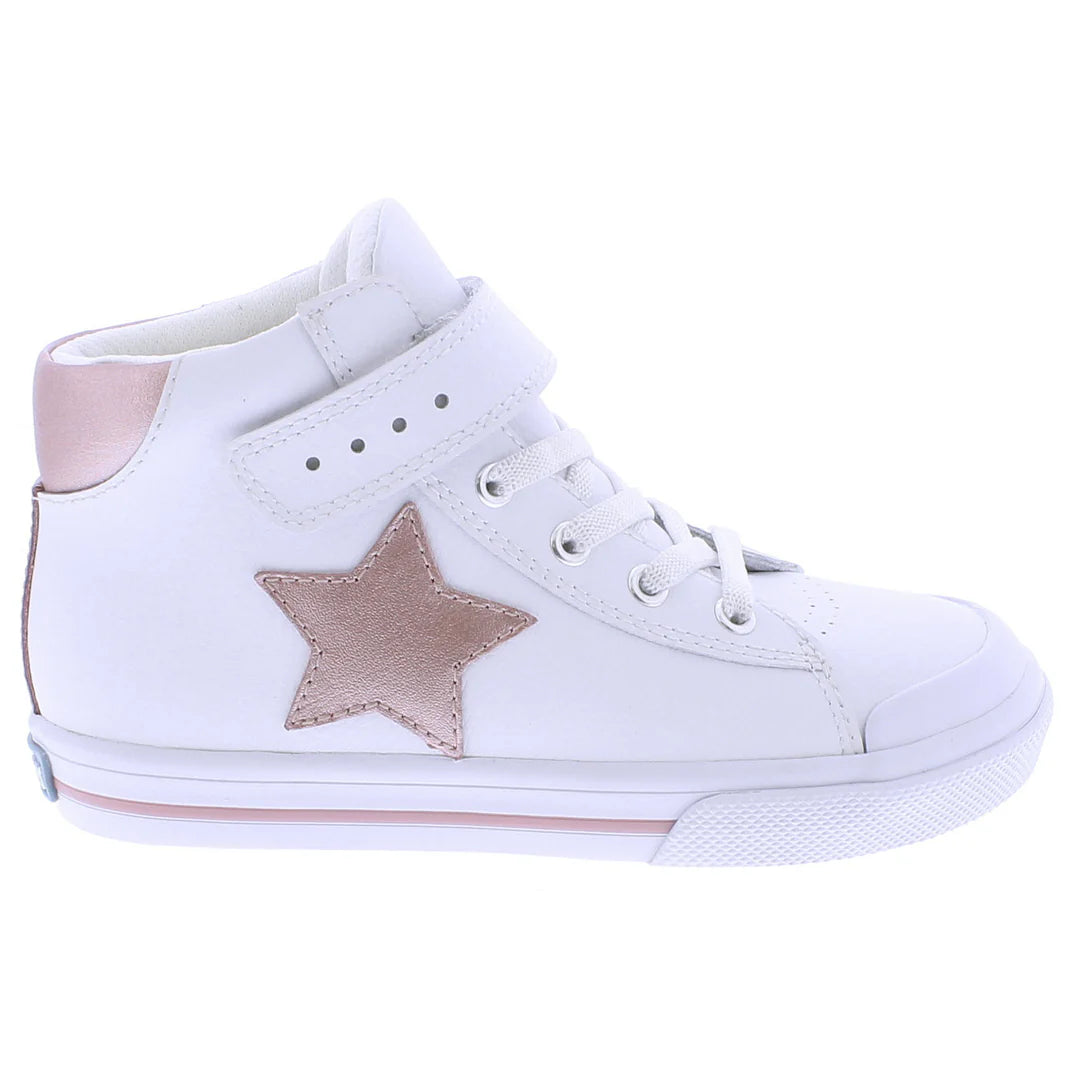 Riley Shoe in White with Rose Leather - Doodlebug's Children's Boutique