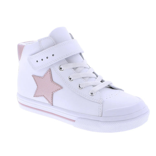 Riley Shoe in White with Rose Leather - Doodlebug's Children's Boutique
