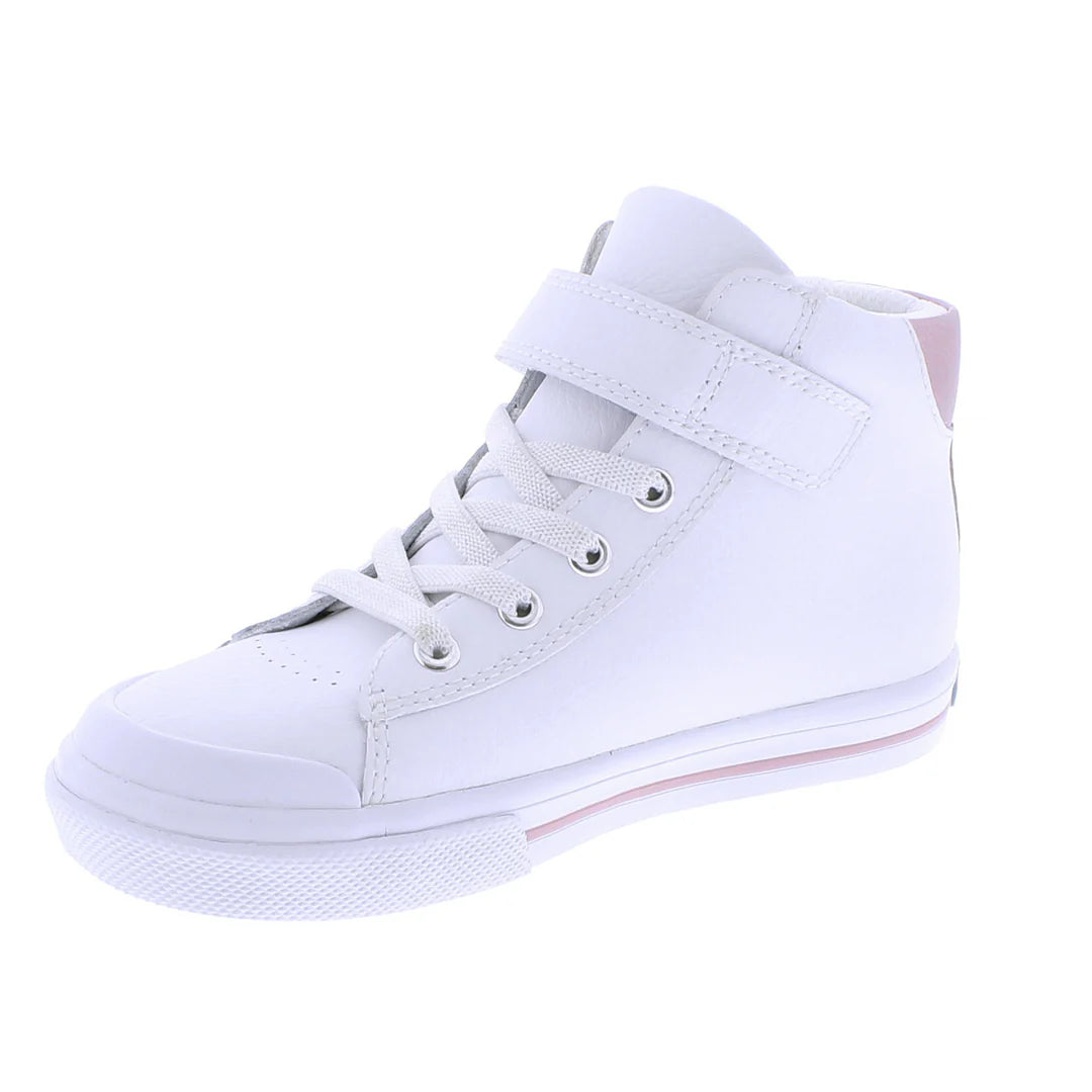 Riley Shoe in White with Rose Leather - Doodlebug's Children's Boutique