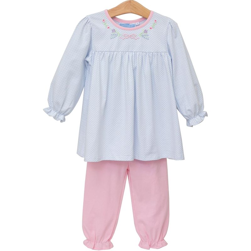 Floral Embroidery Pants Set - Doodlebug's Children's Boutique