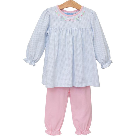 Floral Embroidery Pants Set - Doodlebug's Children's Boutique