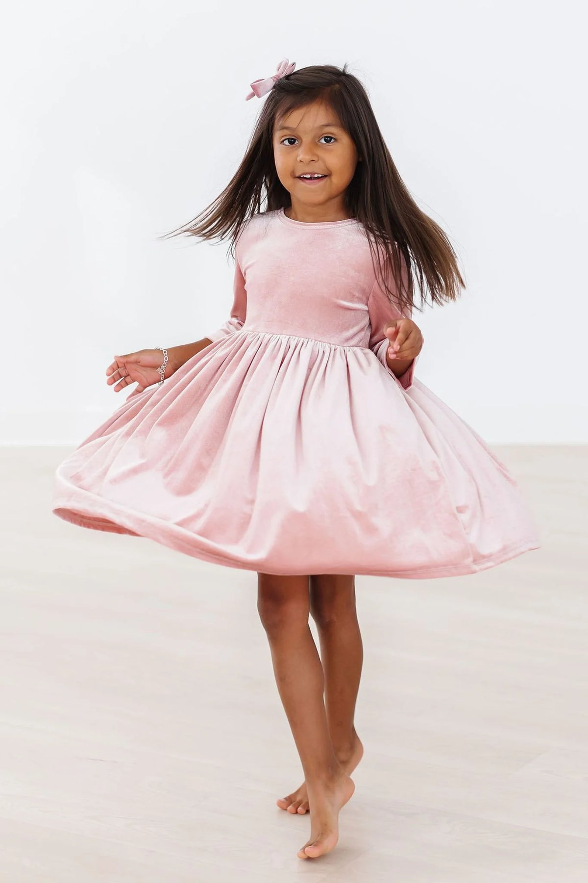 Vintage Pink Velvet Twirl Dress - Doodlebug's Children's Boutique