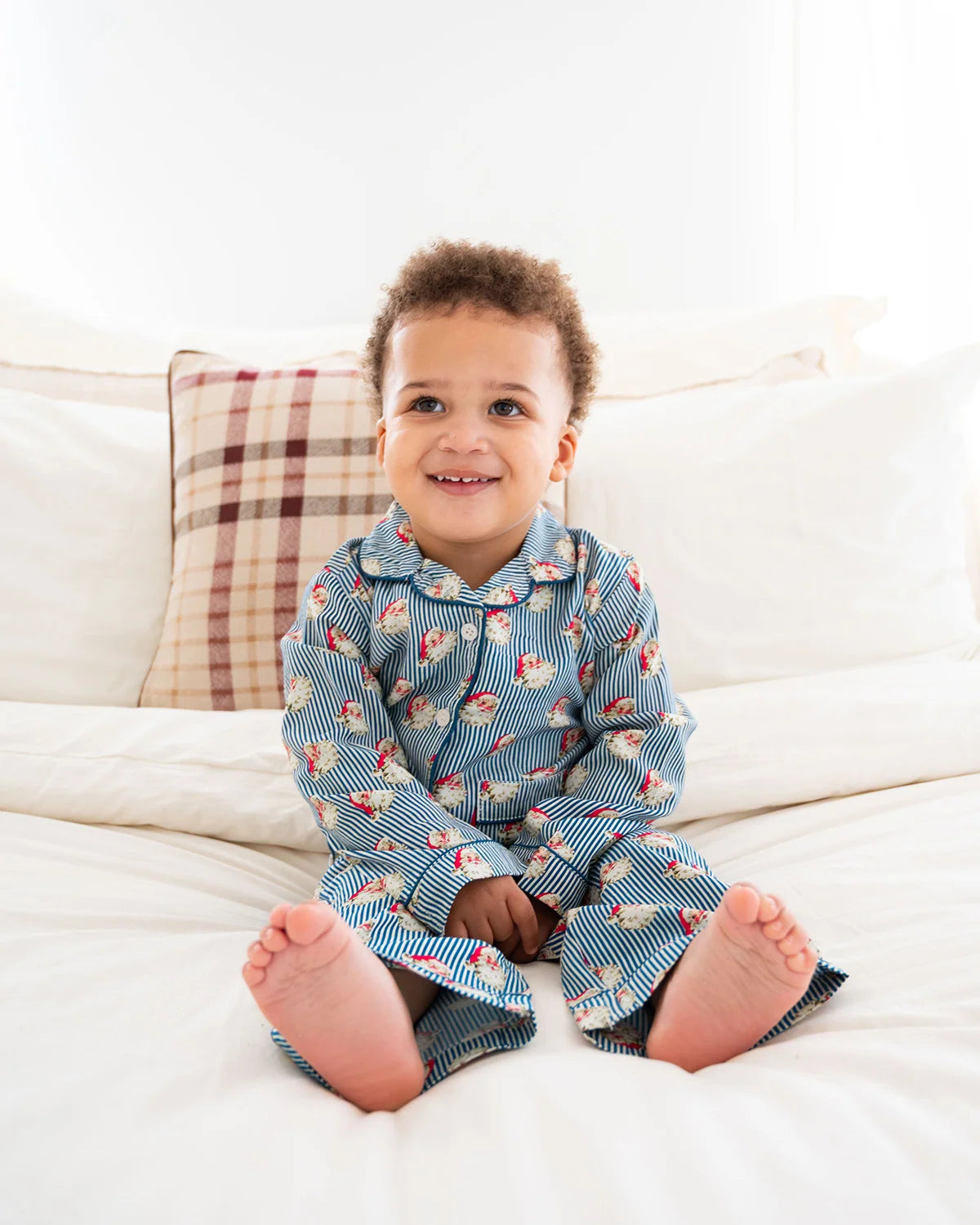 Navy Stripe Vintage Santa Pajama Set