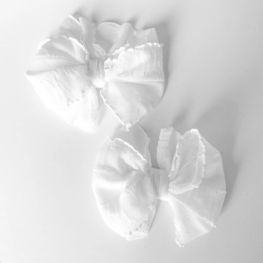 White Ruffle Clip Set of Two  - Doodlebug's Children's Boutique