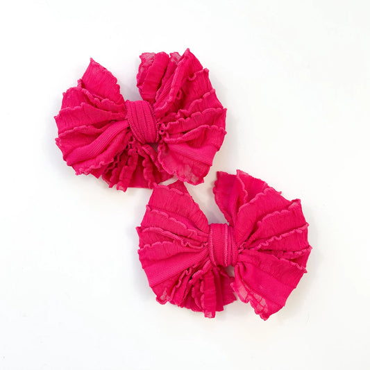 Wild Pink Ruffle Clip Set of Two  - Doodlebug's Children's Boutique
