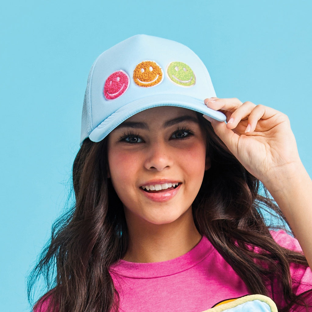 Chenille Smile Patch Trucker Hat  - Doodlebug's Children's Boutique