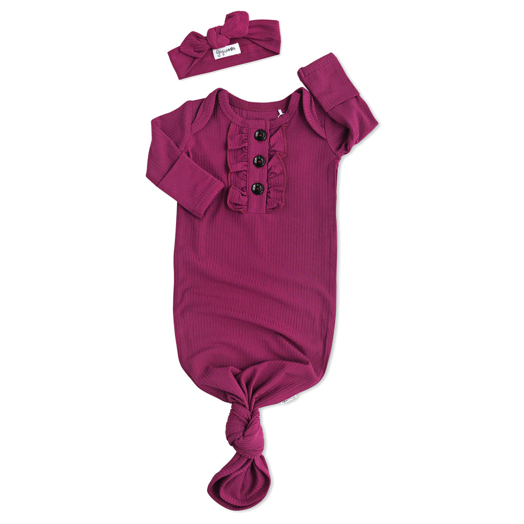 Zara Knotted Ruffle Button Gown and Headband  - Doodlebug's Children's Boutique
