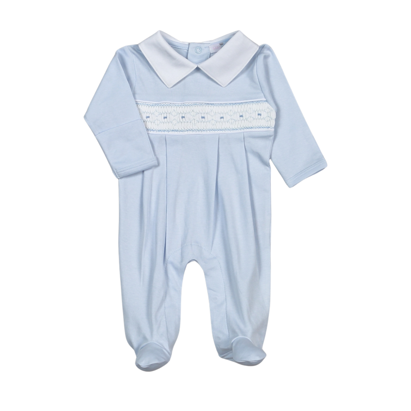 Tim Hand Smocked Pima Footie - Doodlebug's Children's Boutique