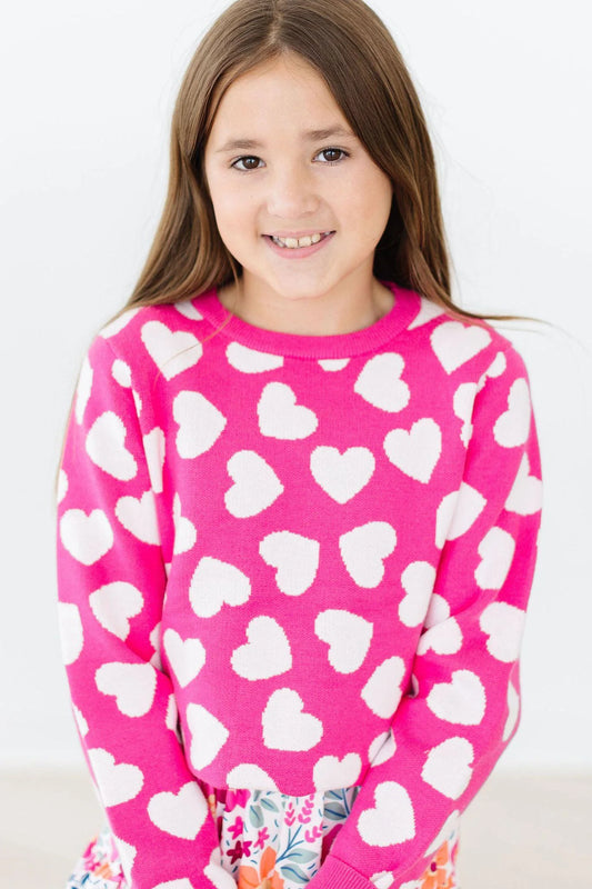 Hot Pink Hearts Sweater  - Doodlebug's Children's Boutique