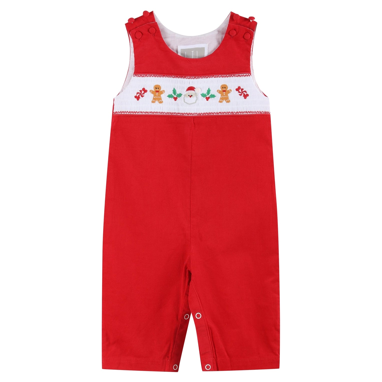 Red Velvet Christmas Smocked Overalls - Doodlebug's Children's Boutique