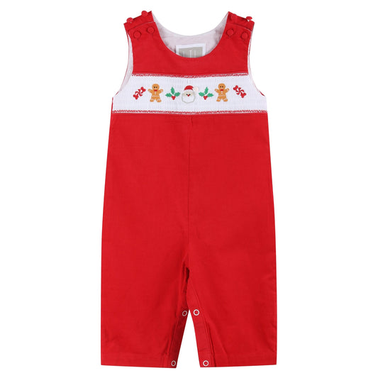 Red Velvet Christmas Smocked Overalls - Doodlebug's Children's Boutique
