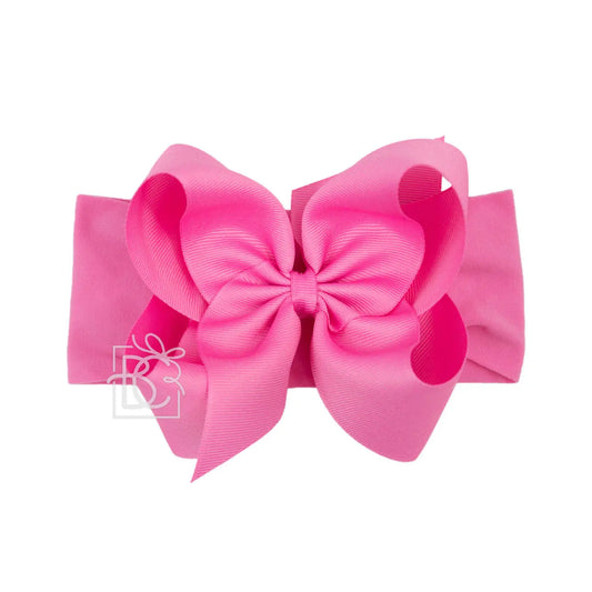 Wide Nylon Headband with Huge Bow in Hot Pink  - Doodlebug's Children's Boutique