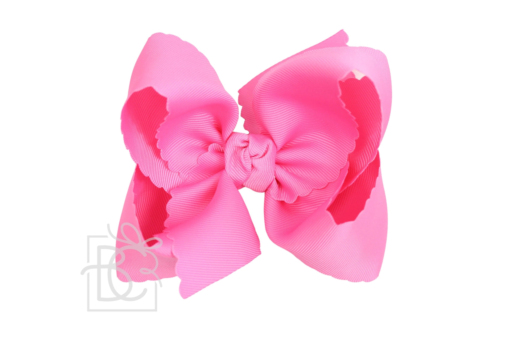 XL Scalloped Edge Bow in Hot Pink  - Doodlebug's Children's Boutique