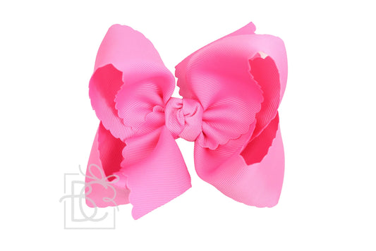 XL Scalloped Edge Bow in Hot Pink  - Doodlebug's Children's Boutique