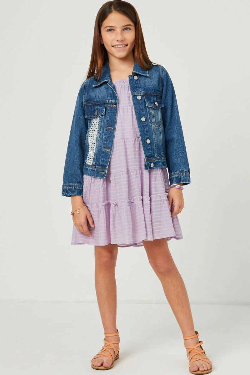 Lavender Textured Stripe Tiered Dress - Doodlebug's Children's Boutique