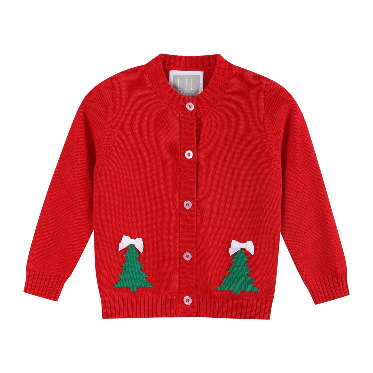 Red Christmas Tree Knit Cardigan - Doodlebug's Children's Boutique