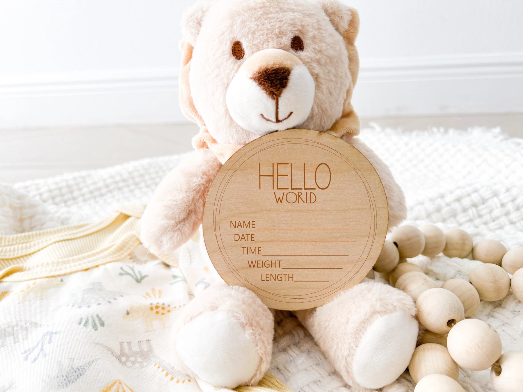 Hello World Natural Wood Stat Plaque  - Doodlebug's Children's Boutique