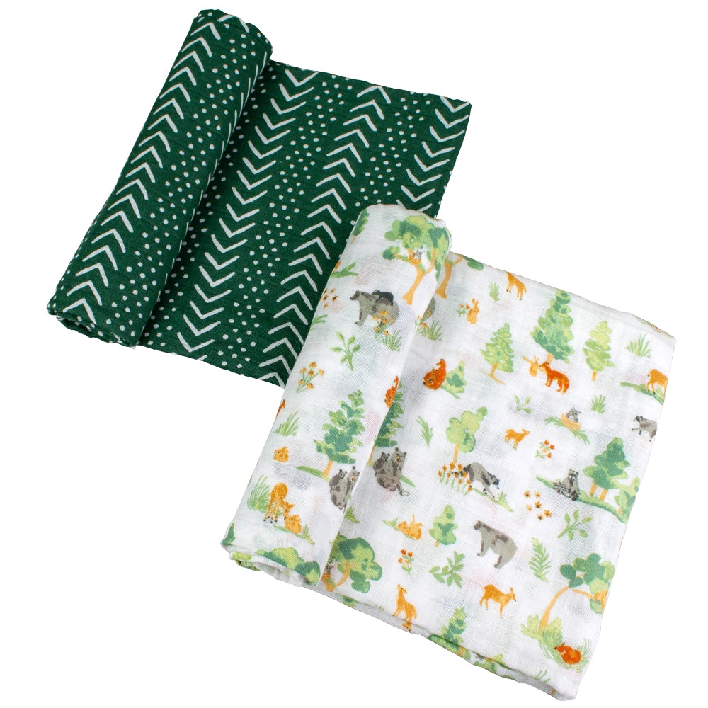 Forest Friends + Mudcloth Classic Muslin Swaddle Blanket Set  - Doodlebug's Children's Boutique