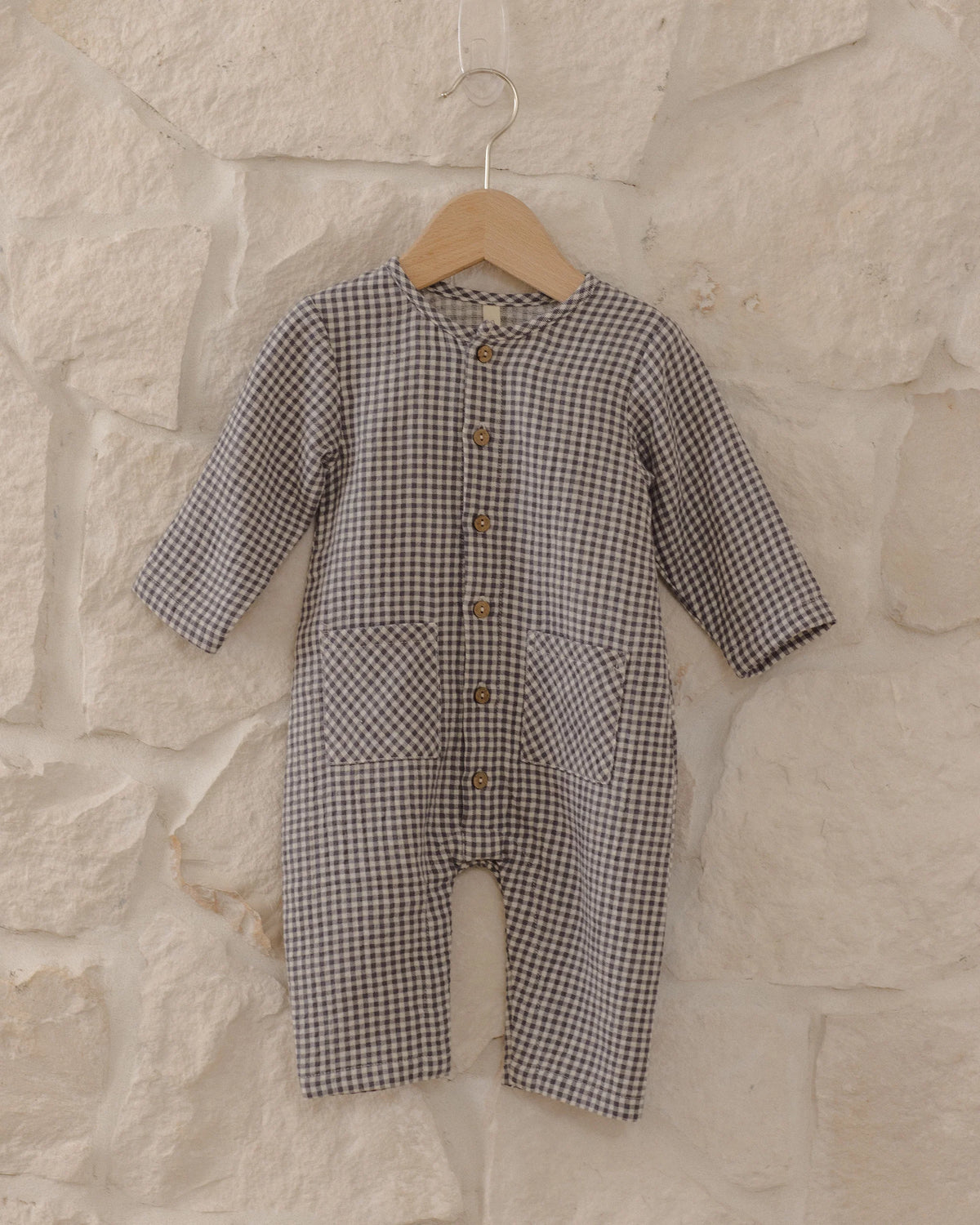 Pocketed Woven Jumpsuit in Midnight Gingham - Doodlebug's Children's Boutique