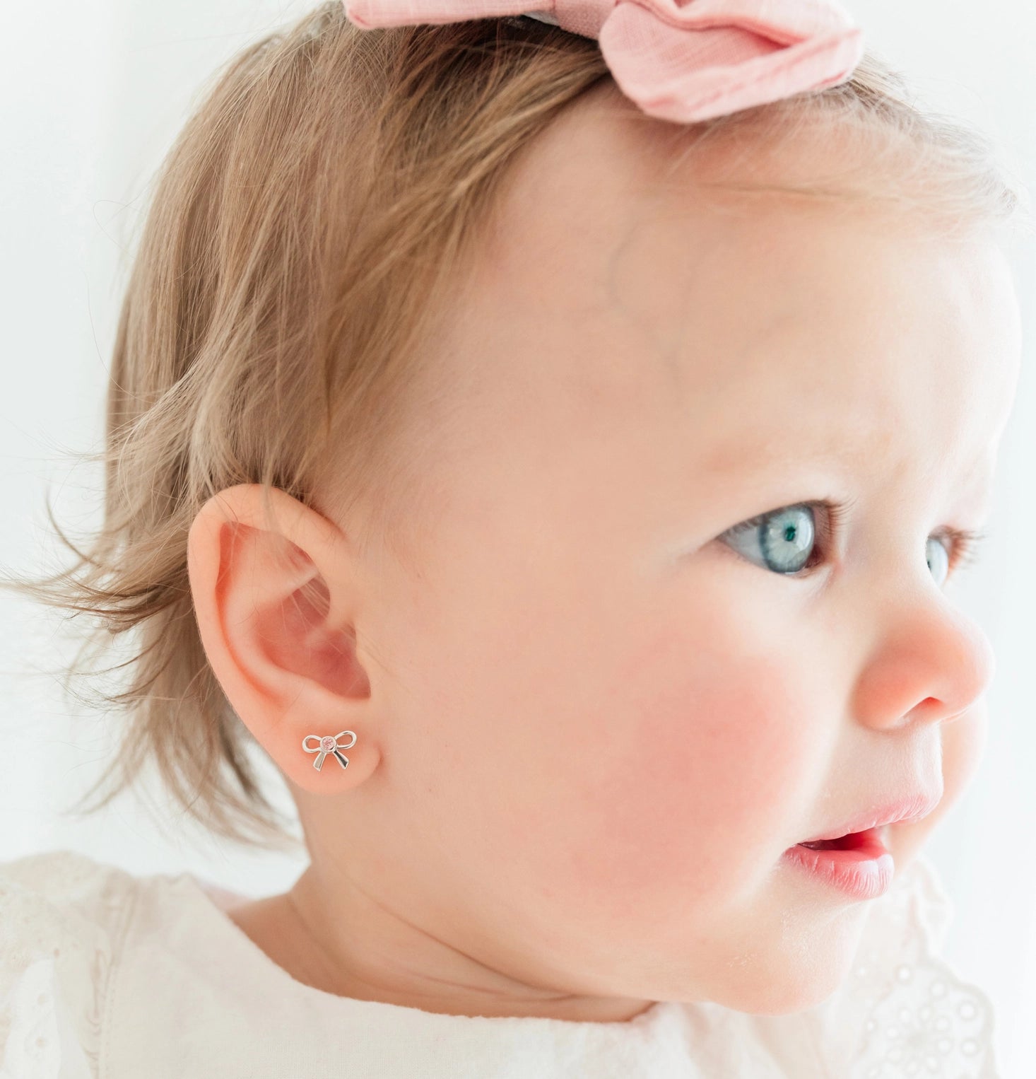 Sterling Silver Pink Bow Screw-Back Earrings - Doodlebug's Children's Boutique