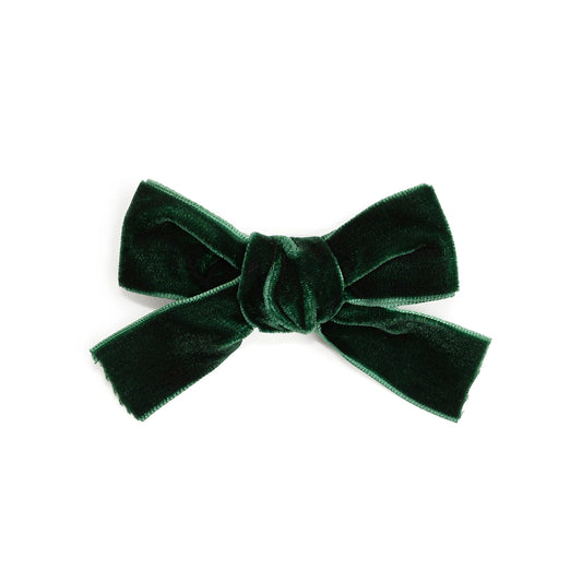 Emerald Green Velvet Bow Clip