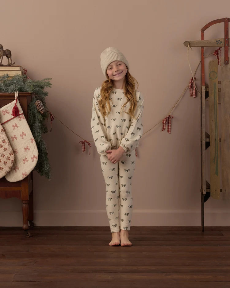 Spongey Knit Set in Evergreen Bows
