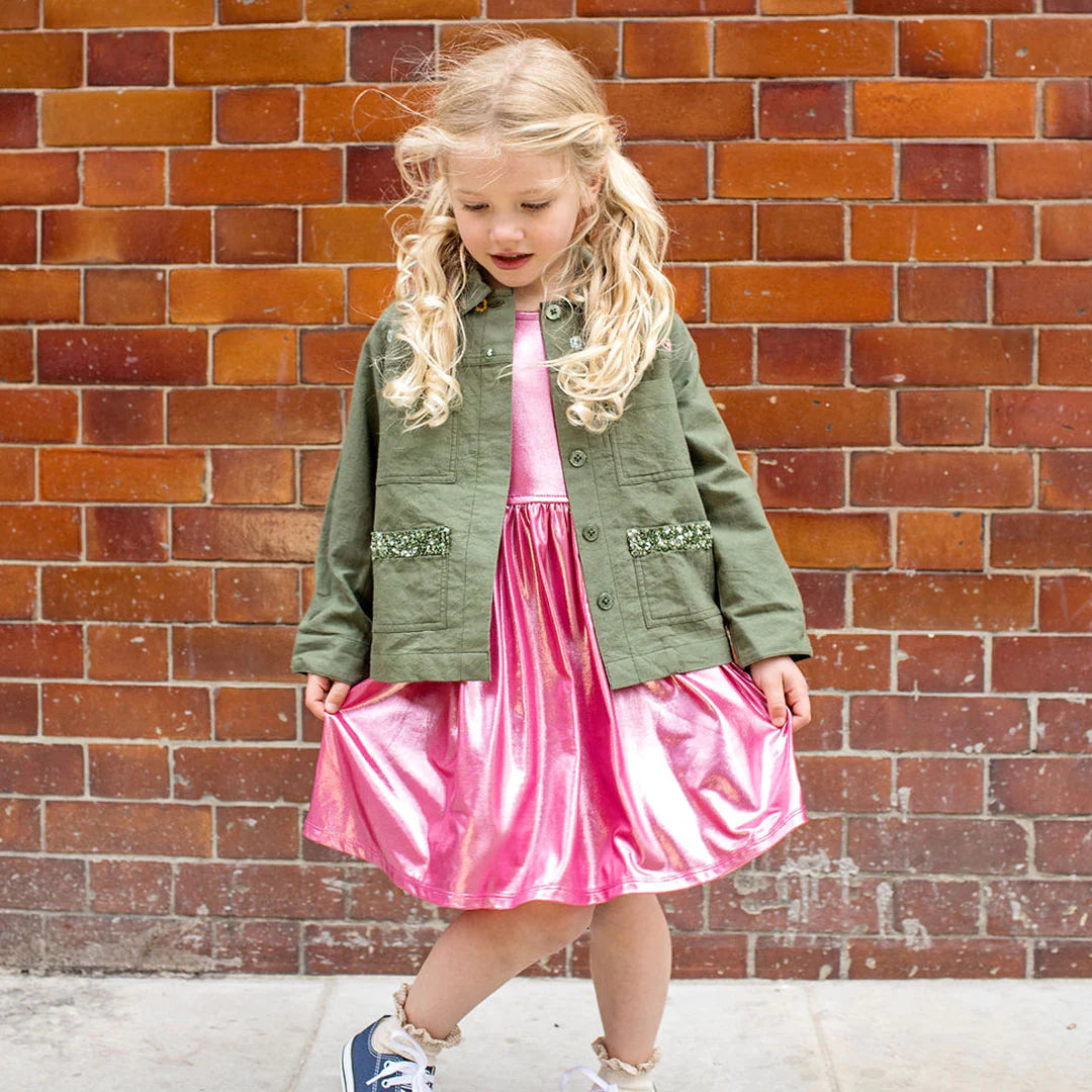 Lame' Laurie Dress in Pink  - Doodlebug's Children's Boutique