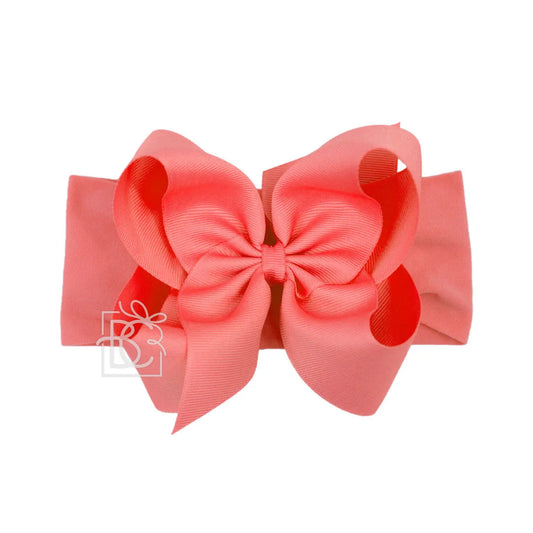 Wide Nylon Headband with Huge Bow in Watermelon  - Doodlebug's Children's Boutique