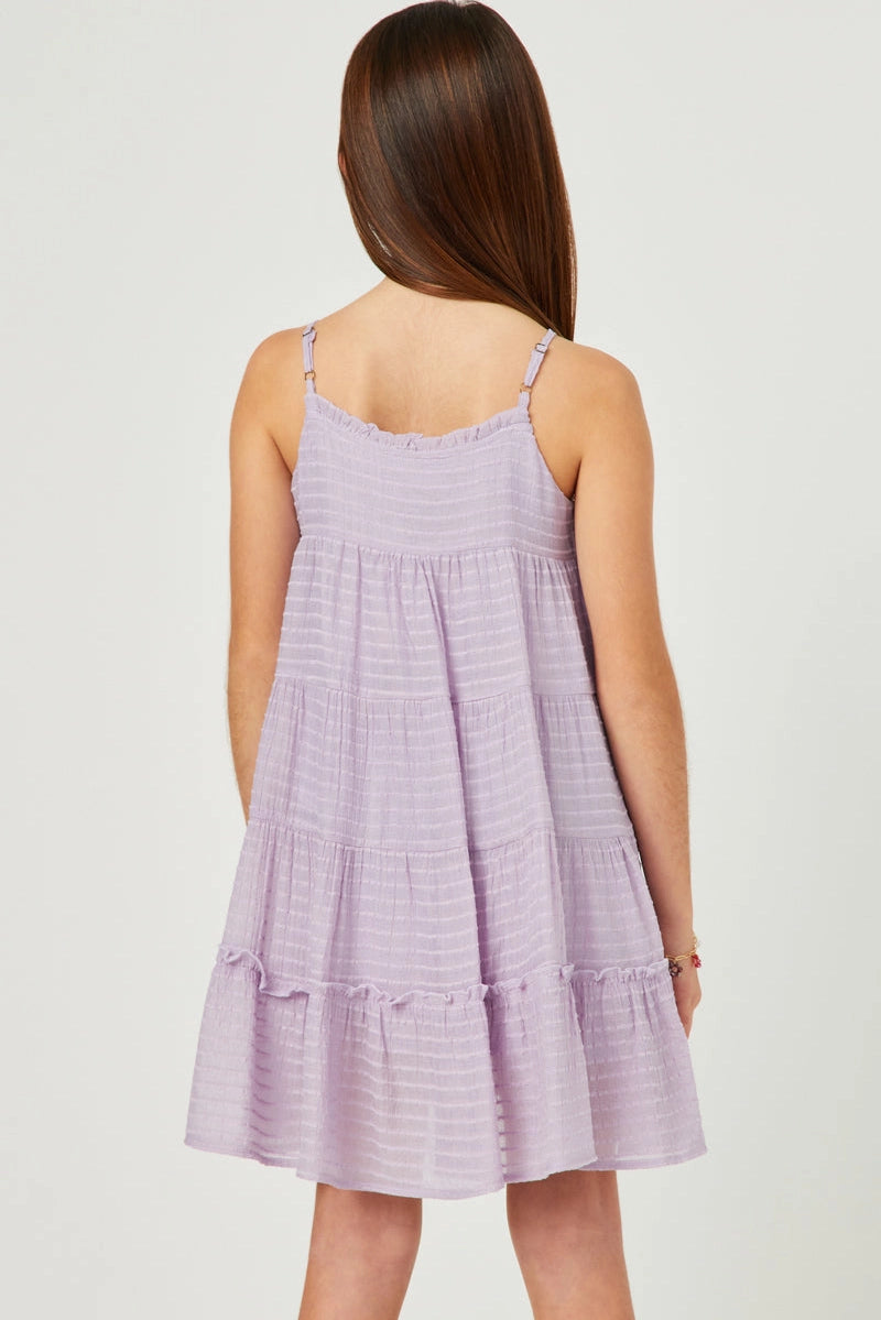 Lavender Textured Stripe Tiered Dress - Doodlebug's Children's Boutique