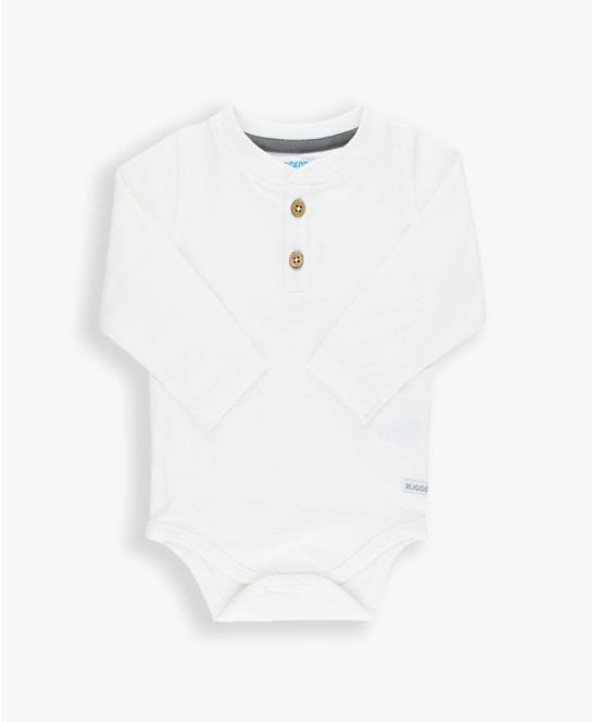 White Henley Bodysuit - Doodlebug's Children's Boutique