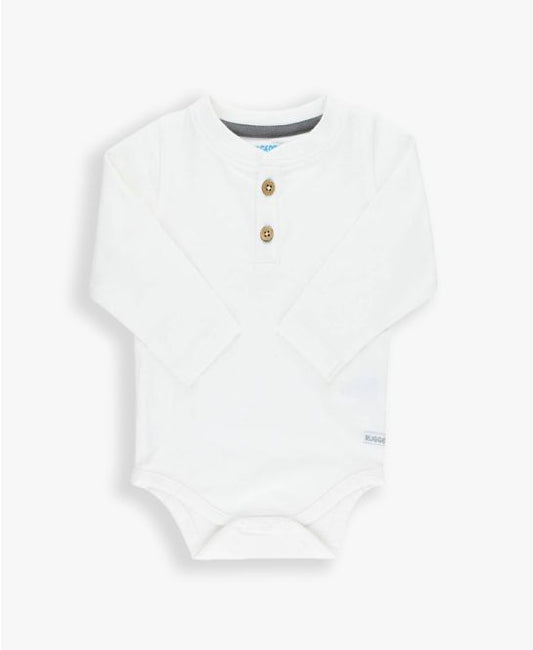 White Henley Bodysuit - Doodlebug's Children's Boutique