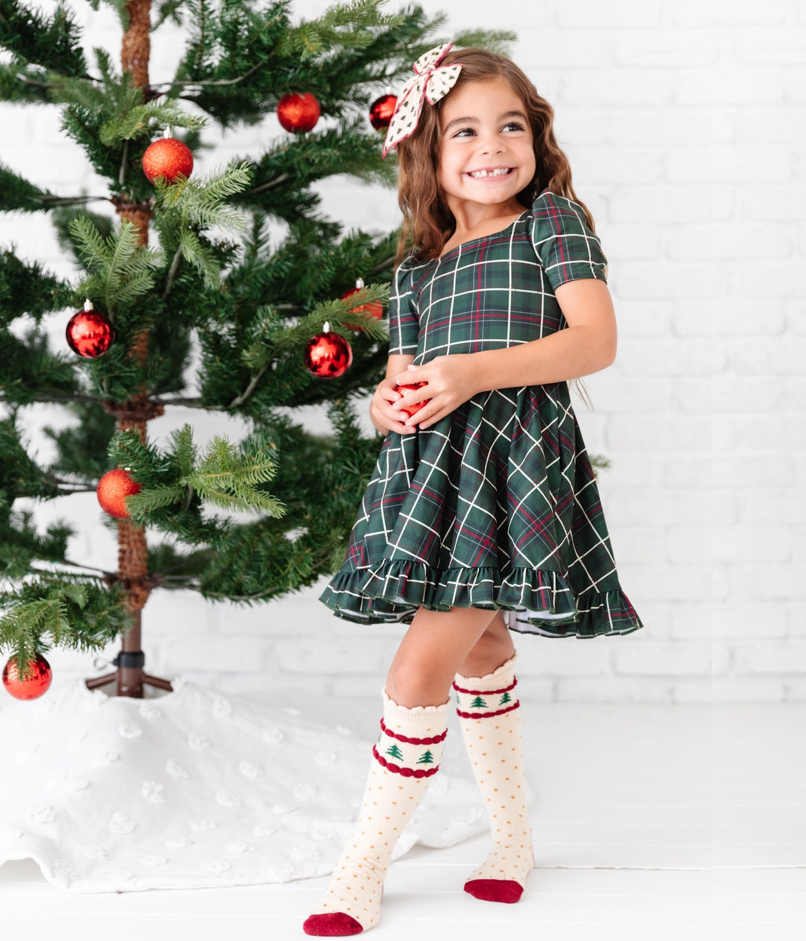 Tree Farm Scalloped Knee High Socks  - Doodlebug's Children's Boutique