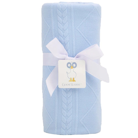 Blue Knit Blanket  - Doodlebug's Children's Boutique