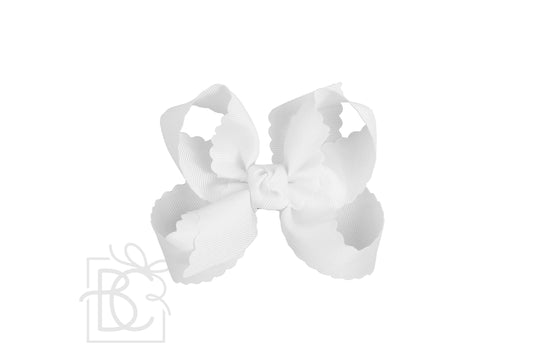 Large Scalloped Edge Bow in White - Doodlebug's Children's Boutique