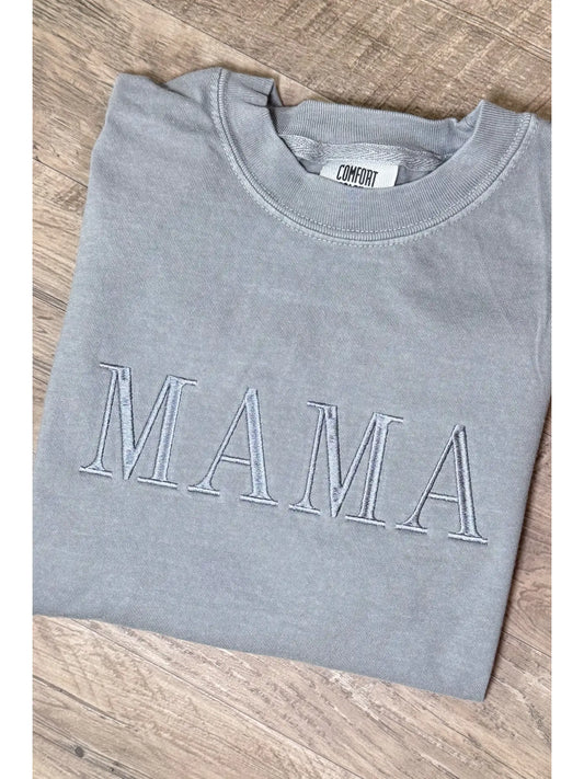 Grey on Grey Mama Embroidered Shirt - Doodlebug's Children's Boutique