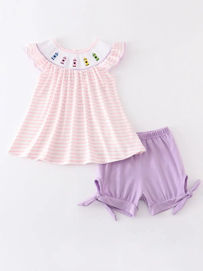 Crayon Smocked Set  - Doodlebug's Children's Boutique