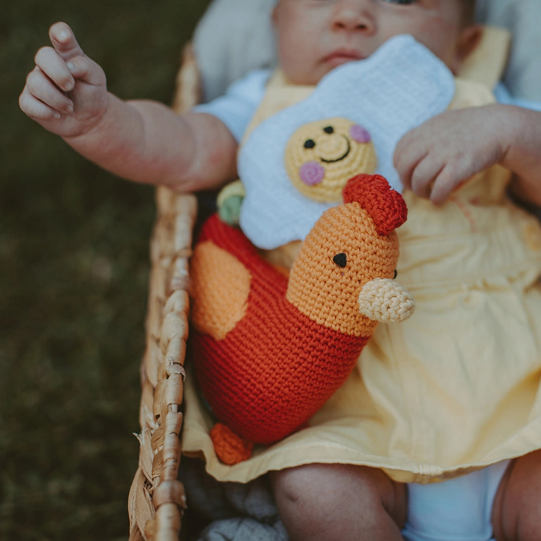 Plush Red Rooster Rattle  - Doodlebug's Children's Boutique