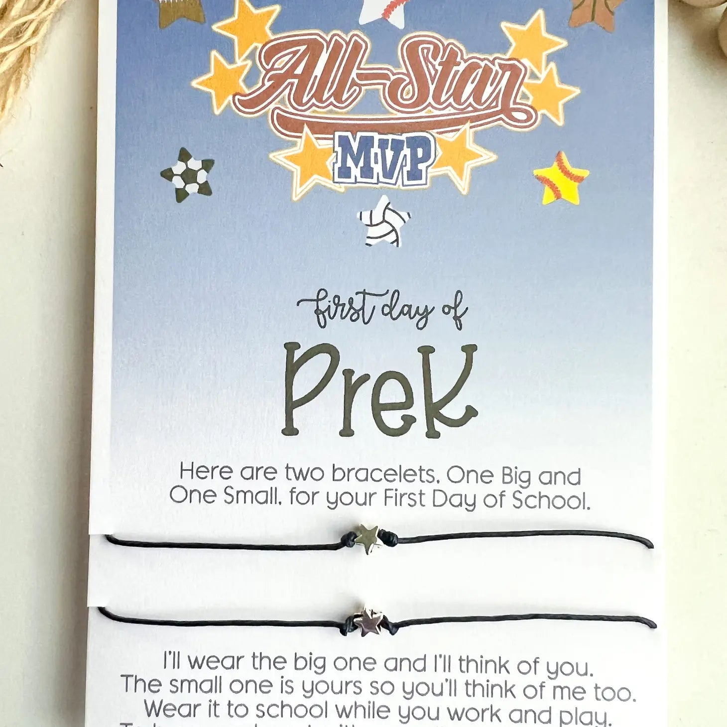 Pre K All Star Back To School Wish Bracelet for Mommy and Me  - Doodlebug's Children's Boutique