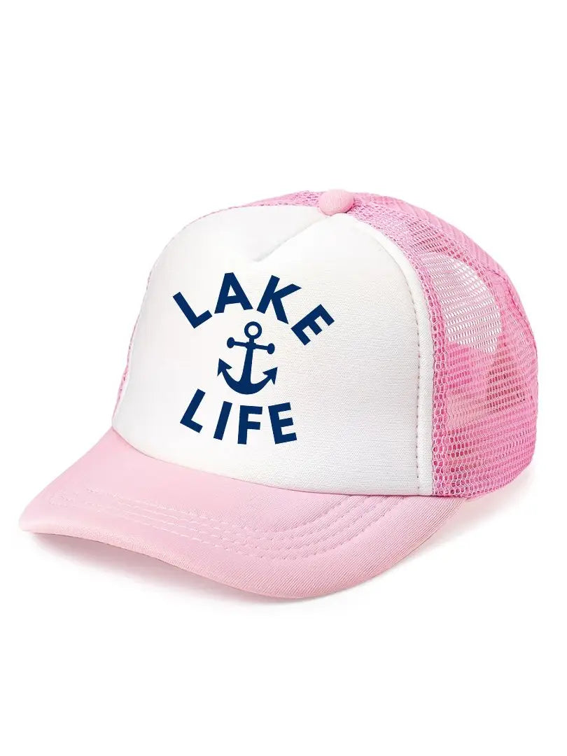 Pink Lake Life Trucker Hat  - Doodlebug's Children's Boutique