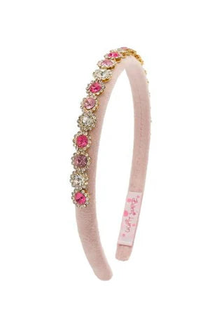 Pink Thin Velvet Round Jewel Headband - Doodlebug's Children's Boutique