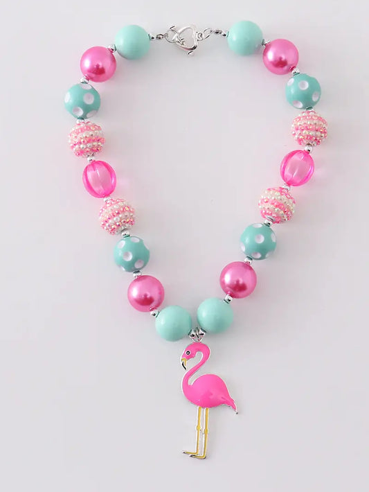 Flamingo Chunky Necklace  - Doodlebug's Children's Boutique