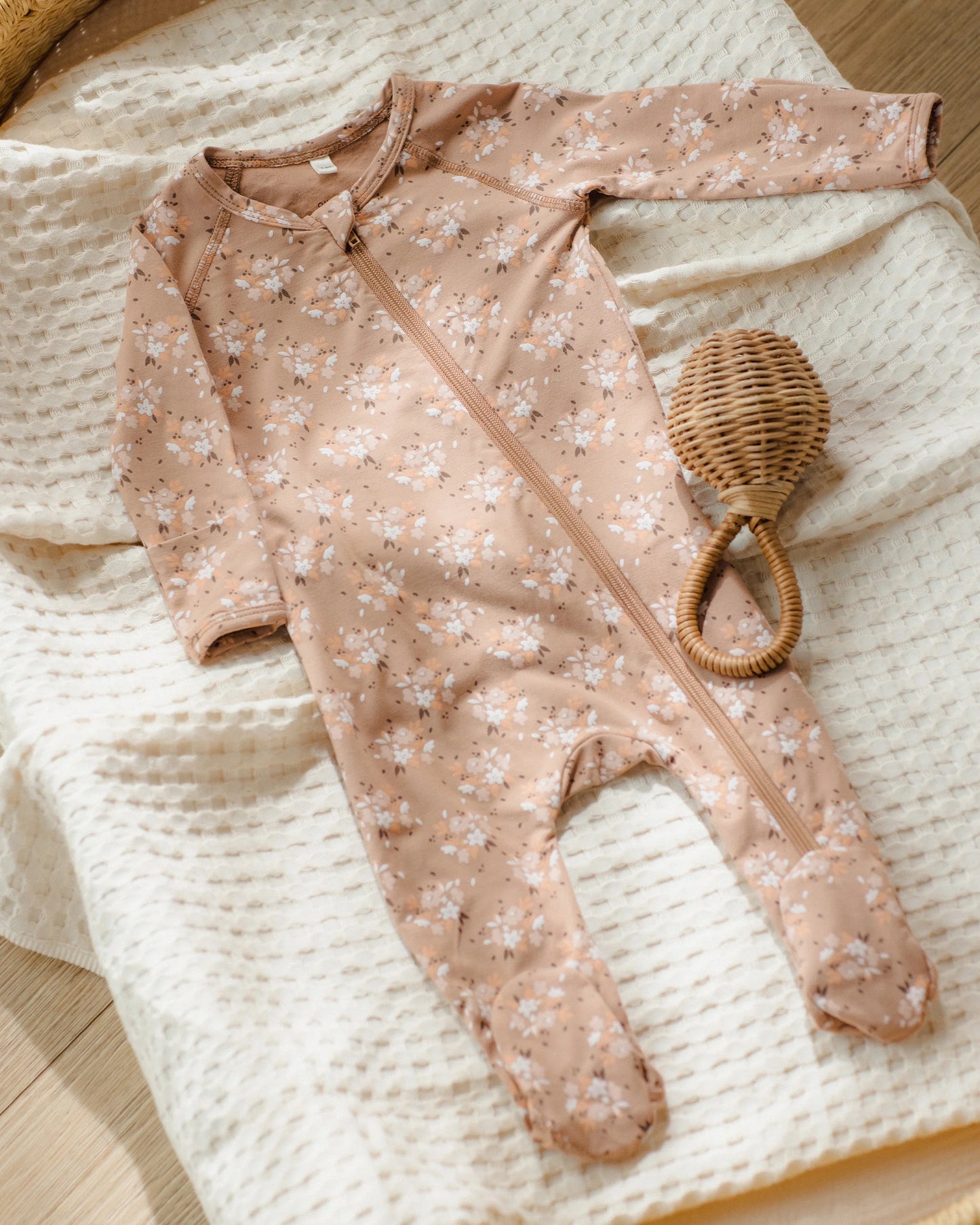 Bamboo Zip Footie in Fall Floral