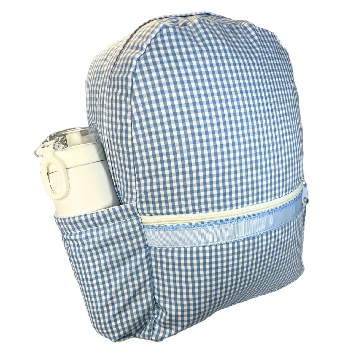Baby Blue Gingham Medium Backpack with Pockets - Doodlebug's Children's Boutique