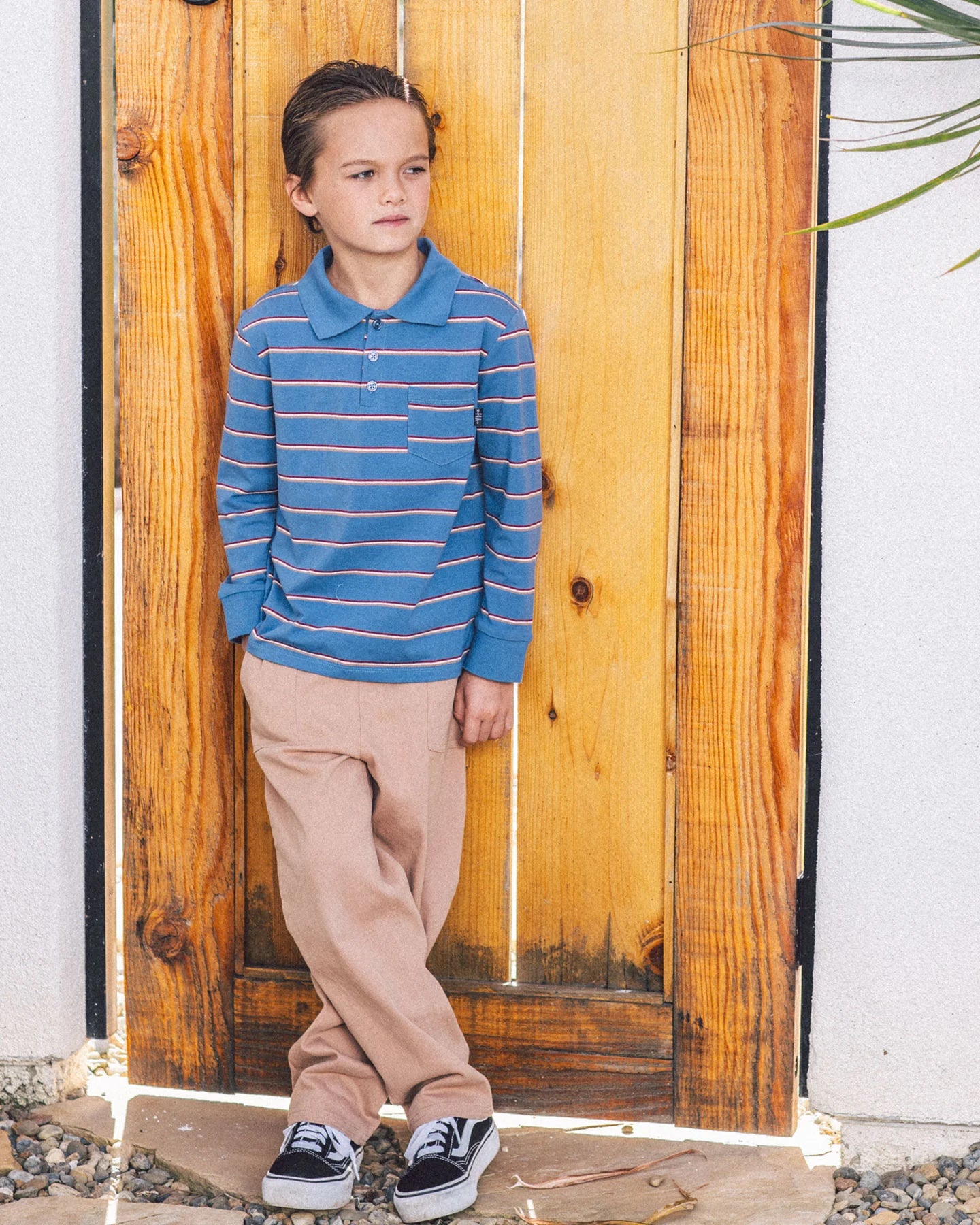 Nash Long Sleeve Polo in Slate Blue  - Doodlebug's Children's Boutique